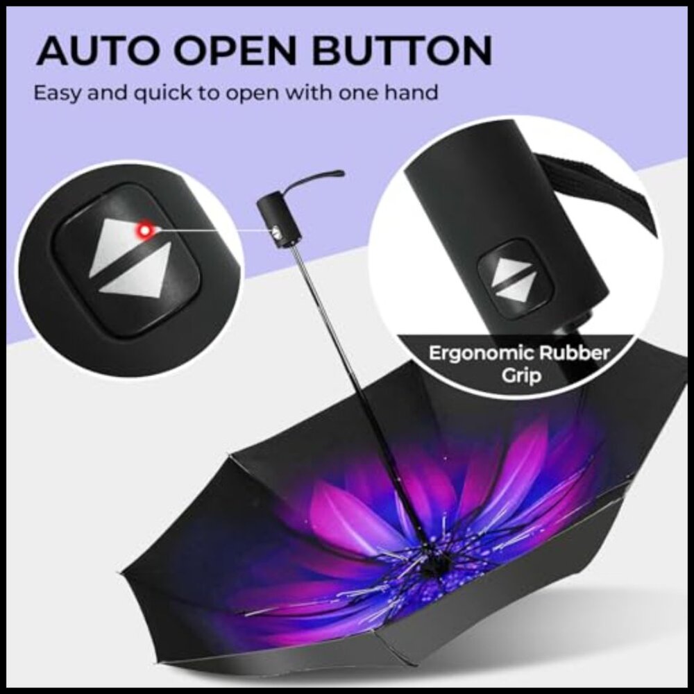 Compact Travel Umbrella Automatic Windproof 44" C… - image 4